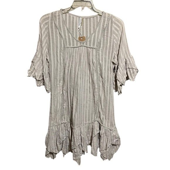 Mariaretto Tunic Top Mini Dress Sheer Layered Ruffles Lagenlook Cottage Core L - Picture 1 of 9